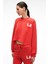 DELYRA Kadın Bisiklet Yaka Rahat Kesim Nakış Detaylı Kırmızı Sweatshirt 5