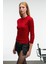 QUERIDA Kadın Yuvarlak Yaka Saç Örgülü Regular Fit Triko Kırmızı Kazak 3