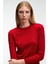 QUERIDA Kadın Yuvarlak Yaka Saç Örgülü Regular Fit Triko Kırmızı Kazak 4