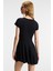NURVA Kadın Bisiklet Yaka Cap Kol Beli Kesikli Mini Siyah Elbise 5