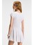 NURVA Kadın Bisiklet Yaka Cap Kol Beli Kesikli Mini Beyaz Elbise 6