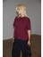 Jemmy Kadın %100 Organik Pamuk Relaxed Fit Yırtmaçlı Yuvarlak Yakalı Bordo T-Shirt 5