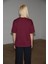 Jemmy Kadın %100 Organik Pamuk Relaxed Fit Yırtmaçlı Yuvarlak Yakalı Bordo T-Shirt 6