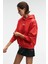 MELUREA Kadın Nakışlı Kapüşonlu Comfort Fit Kırmızı Sweatshirt 3