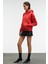 MELUREA Kadın Nakışlı Kapüşonlu Comfort Fit Kırmızı Sweatshirt 4