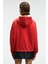 MELUREA Kadın Nakışlı Kapüşonlu Comfort Fit Kırmızı Sweatshirt 6