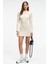 ENCANTO Kadın Yuvarlak Yaka Çizgi Desenli Slim Fit Ekru Elbise 4