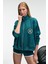 TORMENTA Kadın Nakışlı Fermuarlı Dik Yaka Çift Cepli Reglan Kol Koyu Turkuaz Sweatshirt 4