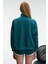 TORMENTA Kadın Nakışlı Fermuarlı Dik Yaka Çift Cepli Reglan Kol Koyu Turkuaz Sweatshirt 7