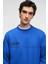 IRVING Erkek Yuvarlak Yaka Göğsü Ve Önü Regular Fit Mavi Sweatshirt 5