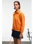 CAMIREL Kadın Polo Yaka Düğmeli Nakış Detaylı Reglan Kol Comfort Fit Turuncu Sweatshirt 6