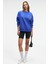 AUDRA Kadın Oversize Yuvarlak Yaka Nakış Detaylı Mavi Sweatshirt 4