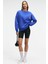AUDRA Kadın Oversize Yuvarlak Yaka Nakış Detaylı Mavi Sweatshirt 5