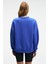 AUDRA Kadın Oversize Yuvarlak Yaka Nakış Detaylı Mavi Sweatshirt 6