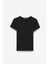 TARELIA Kadın Bisiklet Yaka Kısa Kollu Slim Siyah T-Shirt 1