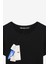 TARELIA Kadın Bisiklet Yaka Kısa Kollu Slim Siyah T-Shirt 2