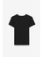 TARELIA Kadın Bisiklet Yaka Kısa Kollu Slim Siyah T-Shirt 3