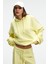 OLVERA Kadın Kapüşonlu Etek Ucu Balon Oversize Sarı Sweatshirt 3