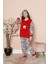 Kız Çocuk 2058 Geyik Desenli Polar Pijama Takım Kırmızı 5