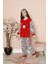 Kız Çocuk 2058 Geyik Desenli Polar Pijama Takım Kırmızı 7