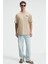 FLAVOR Erkek Oversize %100 Pamuk Baskılı Yuvarlak Yaka Bej T-Shirt 3