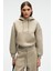 SELENE Kadın Kapüşonlu Kangru Cepli Regular Fit Taş Rengi Sweatshirt 1