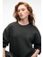 ESME Kadın Oversize Yuvarlak Yakalı Kol Ucu Ve Etek Ucu Manşetli Antrasit Sweatshirt 3