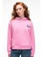 YUMEA Kadın Oversize Kapüşonlu Baskılı Pembe Sweatshirt 3