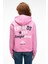 YUMEA Kadın Oversize Kapüşonlu Baskılı Pembe Sweatshirt 4