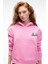 YUMEA Kadın Oversize Kapüşonlu Baskılı Pembe Sweatshirt 7