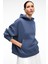 ELYRA Kadın Oversize Dikiş Detaylı Kapüşonlu Lacivert Sweatshirt 1
