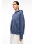 ELYRA Kadın Oversize Dikiş Detaylı Kapüşonlu Lacivert Sweatshirt 3