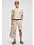 TEEMO Erkek Yanları Cepli Fermuarlı Likralı Slim Fit Açık Bej Şort 1