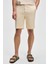 TEEMO Erkek Yanları Cepli Fermuarlı Likralı Slim Fit Açık Bej Şort 2