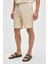 TEEMO Erkek Yanları Cepli Fermuarlı Likralı Slim Fit Açık Bej Şort 3