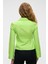 GRINNE Kadın Slim Gömlek Yaka Uzun Kollu İnce Uzun Fıstık Yeşili Gömlek 5