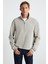 Andrıck Erkek Organik Pamuklu Dik Yaka Yarım Fermuarlı Bej Sweatshirt 1
