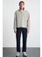 Andrıck Erkek Organik Pamuklu Dik Yaka Yarım Fermuarlı Bej Sweatshirt 2
