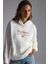Nılsa Kadın Nakış Detaylı Organik Pamuk Şehir Temalı Regular Kapüşonlu Ekru Sweatshirt 1