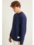 NATAS Erkek Regular Fit 3 İplik Şardonlu Yuvarlak Yakalı Etiket Detaylı Lacivert Sweatshirt 3