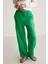 Sadıe Kadın %100 Keten Relaxed Kalıp Beli Lastikli Yeşil Pantolon 2