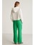 Sadıe Kadın %100 Keten Relaxed Kalıp Beli Lastikli Yeşil Pantolon 7