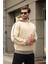 Bej Kapüşonlu Kanguru Cep Erkek Sweatshirt E7163 2