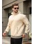 Bej Kapüşonlu Kanguru Cep Erkek Sweatshirt E7163 3