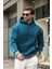 Petrol Mavisi Kapüşonlu Kanguru Cep Erkek Sweatshirt E7163 1