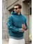 Petrol Mavisi Kapüşonlu Kanguru Cep Erkek Sweatshirt E7163 2