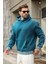 Petrol Mavisi Kapüşonlu Kanguru Cep Erkek Sweatshirt E7163 3