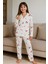 Kız Çocuk 015291 Yakalı Düğmeli Süet Pijama Takımı Beyaz 1