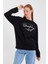 Süperlife Kadın Bisiklet Yaka Regular Fit El Yazılı Brooklyn Ince Sweatshirt SPR23SWK331 3
