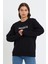 Süperlife Kadın Bisiklet Yaka Oversize Fit Brooklyn Baskılı Ince Sweatshirt SPR23SWK330 2
